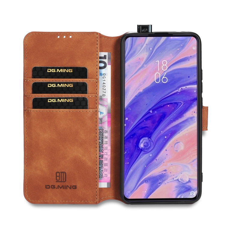 For Xiaomi Redmi K30 Pro DG.MING Retro Oil Side Horizontal Flip Case with Holder & Card Slots & Wallet(Brown) - Xiaomi Cases by DG.MING | Online Shopping UK | buy2fix