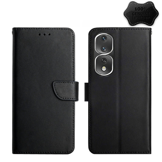 For Honor 80 Pro HT02 Genuine Leather Fingerprint-proof Flip Phone Case(Black) - Honor Cases by buy2fix | Online Shopping UK | buy2fix