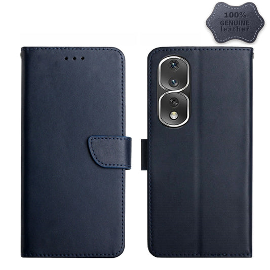 For Honor 80 Pro HT02 Genuine Leather Fingerprint-proof Flip Phone Case(Blue) - Honor Cases by buy2fix | Online Shopping UK | buy2fix