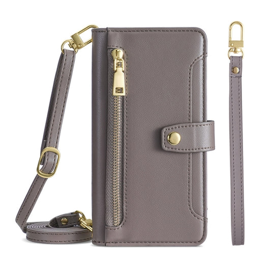 For Ulefone Note 12P Sheep Texture Cross-body Zipper Wallet Leather Phone Case(Grey) - Ulefone Cases by buy2fix | Online Shopping UK | buy2fix