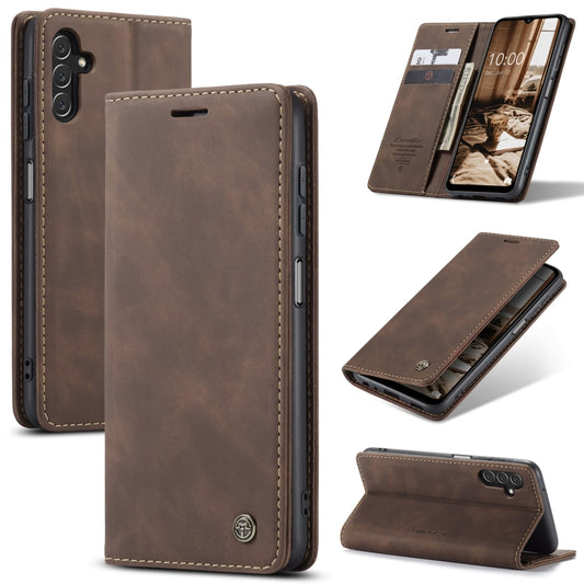 For Samsung Galaxy A14 5G CaseMe 013 Multifunctional Horizontal Flip Leather Phone Case(Coffee) - Galaxy Phone Cases by CaseMe | Online Shopping UK | buy2fix