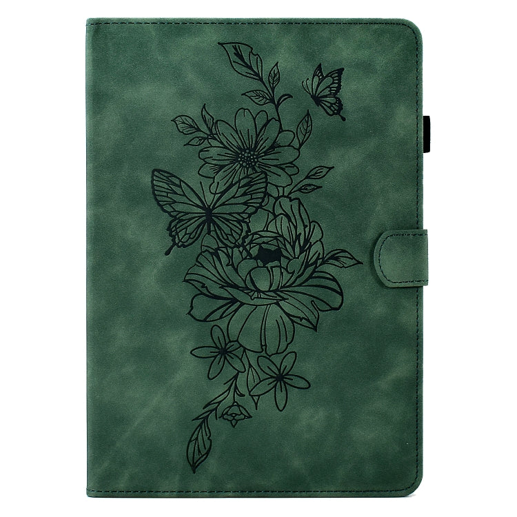 For Samsung Galaxy Tab S6 Lite P610 Peony Butterfly Embossed Leather Smart Tablet Case(Green) - Tab S6 Lite P610 / P615 by buy2fix | Online Shopping UK | buy2fix