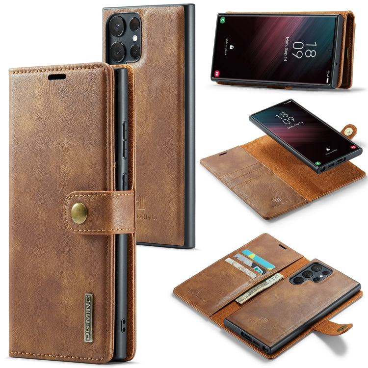 For Samsung Galaxy S23 Ultra 5G DG.MING Crazy Horse Texture Detachable Magnetic Leather Case(Brown) - Galaxy S23 Ultra 5G Cases by DG.MING | Online Shopping UK | buy2fix