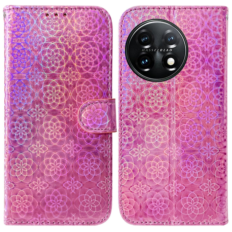 For OnePlus 11 Colorful Magnetic Buckle Leather Phone Case(Pink) - OnePlus Cases by buy2fix | Online Shopping UK | buy2fix