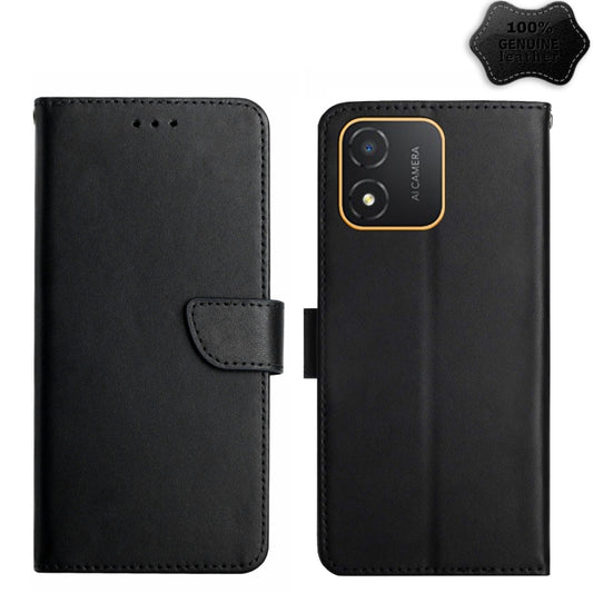 For Honor X5 4G Genuine Leather Fingerprint-proof Flip Phone Case(Black) - Honor Cases by buy2fix | Online Shopping UK | buy2fix