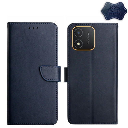 For Honor X5 4G Genuine Leather Fingerprint-proof Flip Phone Case(Blue) - Honor Cases by buy2fix | Online Shopping UK | buy2fix