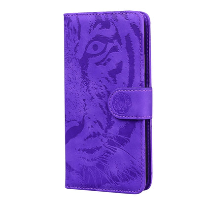 For OnePlus 11 Tiger Embossing Pattern Leather Phone Case(Purple) - OnePlus Cases by buy2fix | Online Shopping UK | buy2fix