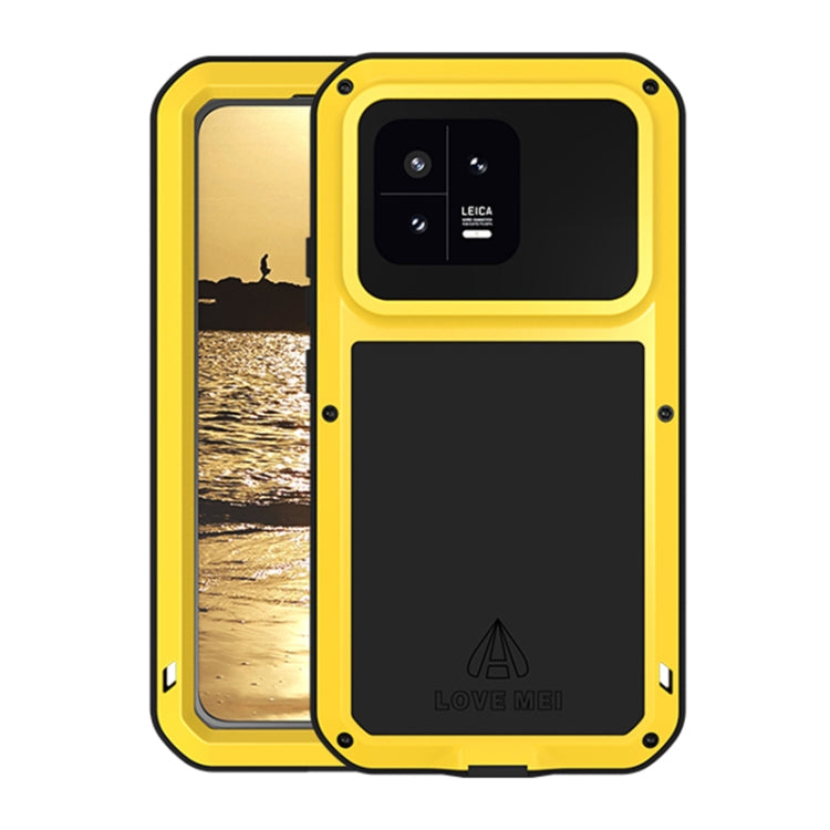 For Xiaomi 13 LOVE MEI Metal Shockproof Life Waterproof Dustproof Phone Case(Yellow) - Xiaomi Cases by LOVE MEI | Online Shopping UK | buy2fix