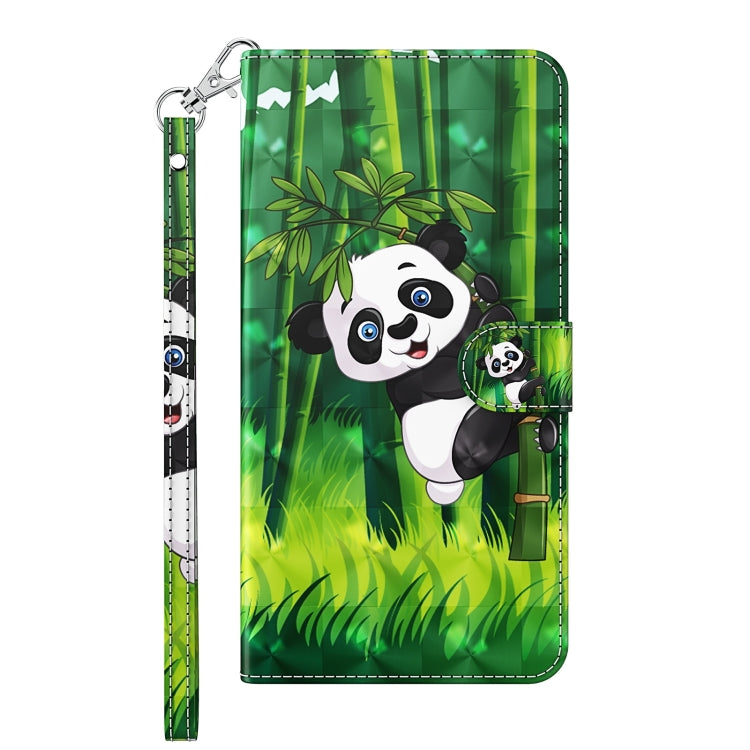 For OnePlus 11 3D Painting Pattern TPU + PU Leather Phone Case(Panda Climbing Bamboo) - OnePlus Cases by buy2fix | Online Shopping UK | buy2fix