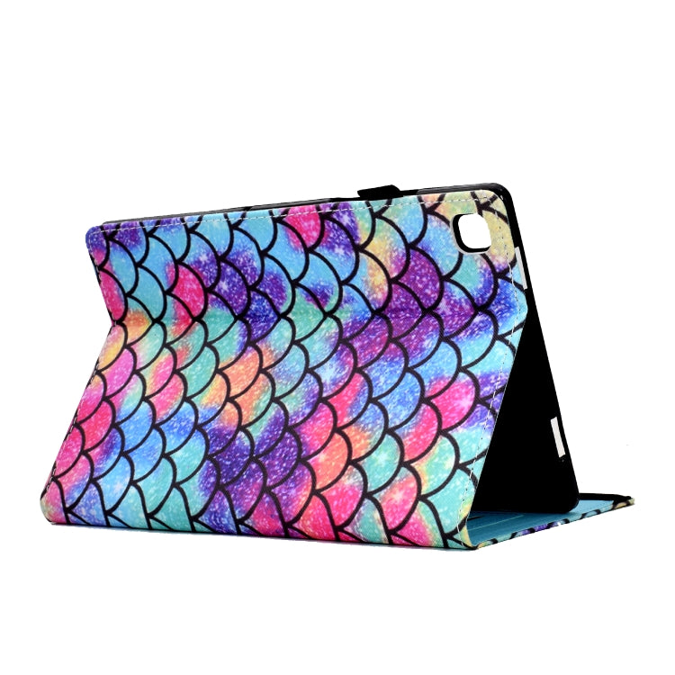 For Samsung Galaxy Tab S6 Lite P610 Colored Drawing Stitching Elastic Band Leather Smart Tablet Case(Wavy Pattern) - Tab S6 Lite P610 / P615 by buy2fix | Online Shopping UK | buy2fix