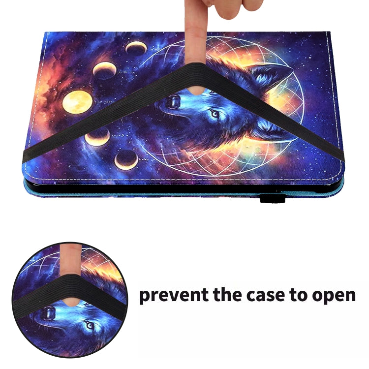 For Samsung Galaxy Tab A 10.1 2016 T580 Colored Drawing Stitching Elastic Band Leather Smart Tablet Case(Space Wolf) - Tab A 10.1 by buy2fix | Online Shopping UK | buy2fix