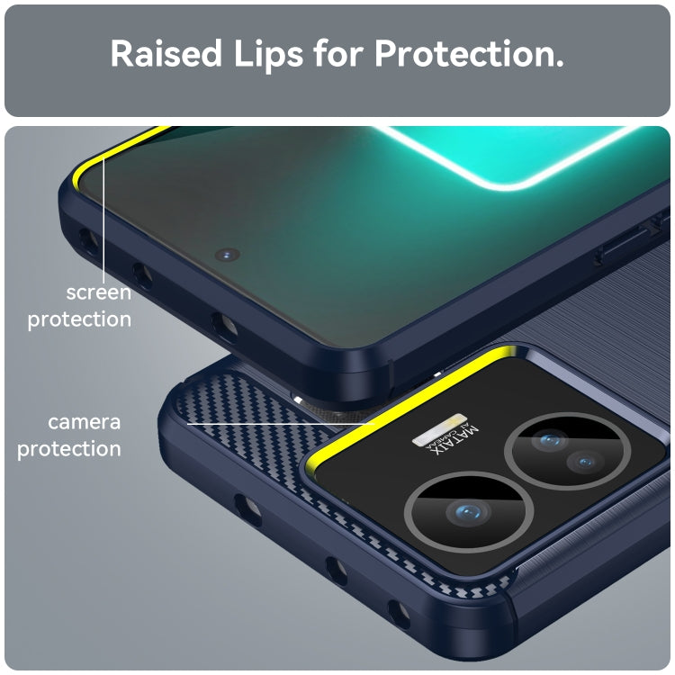 For Realme GT Neo 5 Brushed Texture Carbon Fiber TPU Phone Case(Blue) - Realme Cases by buy2fix | Online Shopping UK | buy2fix