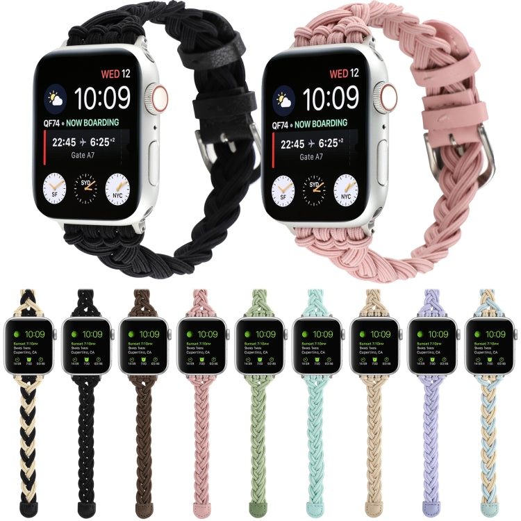 Single Elastic Nylon Braid Watch Band For Apple Watch Ultra 49mm&Watch Ultra 2 49mm / Series 9&8&7 45mm / SE 3&SE 2&6&SE&5&4 44mm / 3&2&1 42mm(Apricot) - Watch Bands by buy2fix | Online Shopping UK | buy2fix