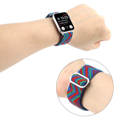 For Apple Watch Ultra 49mm&Watch Ultra 2 49mm / Series 9&8&7 45mm / SE 3&SE 2&6&SE&5&4 44mm / 3&2&1 42mm Buckle Elastic Nylon Watch Band(Blue Red) - Watch Bands by buy2fix | Online Shopping UK | buy2fix