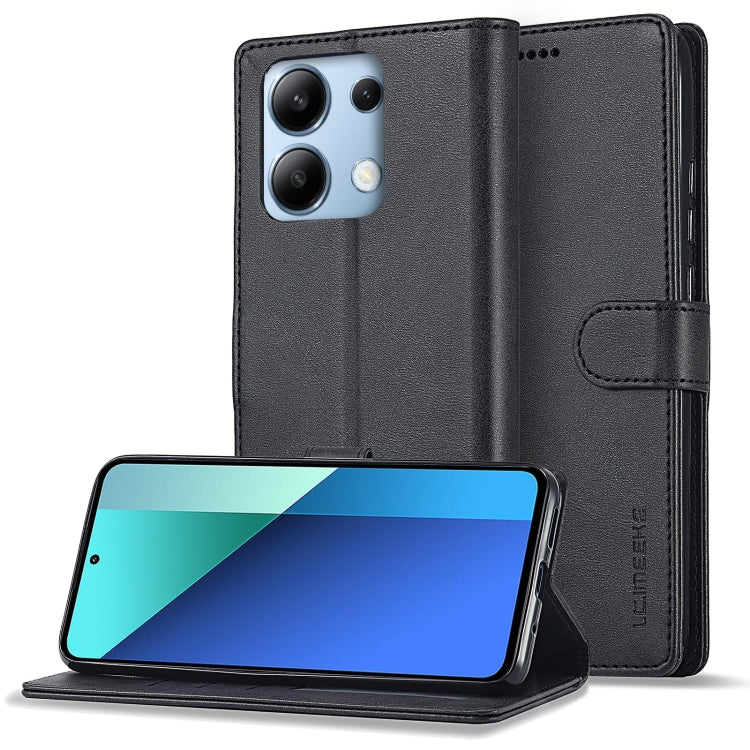 For Xiaomi Redmi Note 13 4G LC.IMEEKE Calf Texture Leather Phone Case(Black) - Note 13 Cases by LC.IMEEKE | Online Shopping UK | buy2fix