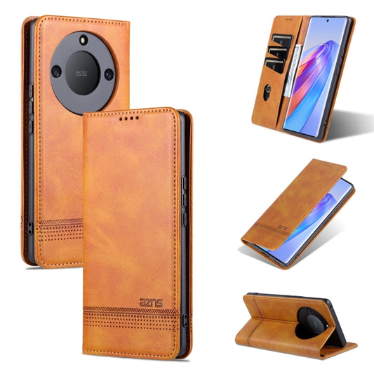 For Honor X50 AZNS Magnetic Calf Texture Flip Leather Phone Case(Light Brown) - Honor Cases by AZNS | Online Shopping UK | buy2fix