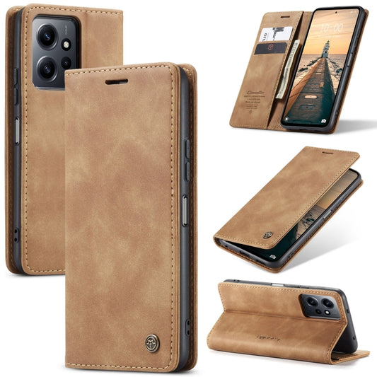 For Xiaomi Redmi Note 12 4G Global CaseMe 013 Multifunctional Horizontal Flip Leather Phone Case(Brown) - Xiaomi Cases by CaseMe | Online Shopping UK | buy2fix