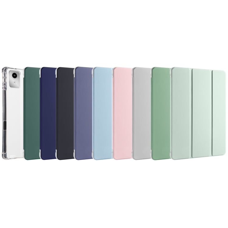 For Lenovo Tab M11 / Xiaoxin Pad 11 2024 3-fold Clear TPU Leather Tablet Case with Pen Slot(Green) - Lenovo by buy2fix | Online Shopping UK | buy2fix
