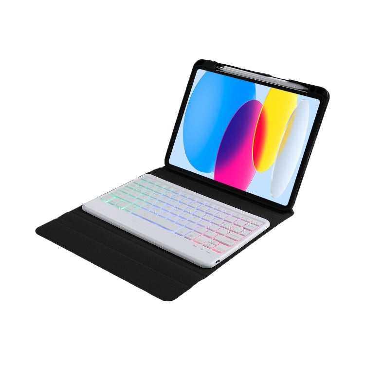 For iPad 10th Gen 10.9 2022 B10S Triangle Holder Three-color Backlight Bluetooth Keyboard Leather Case(Rainbow) - Universal by buy2fix | Online Shopping UK | buy2fix