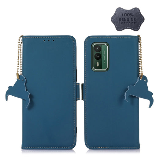 For Nokia XR21 Genuine Leather Magnetic RFID Leather Phone Case(Blue) - Nokia Cases by buy2fix | Online Shopping UK | buy2fix