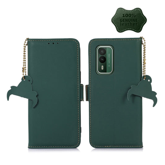 For Nokia XR21 Genuine Leather Magnetic RFID Leather Phone Case(Green) - Nokia Cases by buy2fix | Online Shopping UK | buy2fix