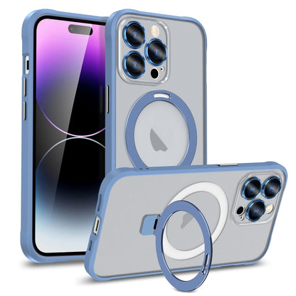 For iPhone 12 Pro Max Metal Eyes Series MagSafe Magnetic Holder Phone Case(Blue) - iPhone 12 Pro Max Cases by buy2fix | Online Shopping UK | buy2fix