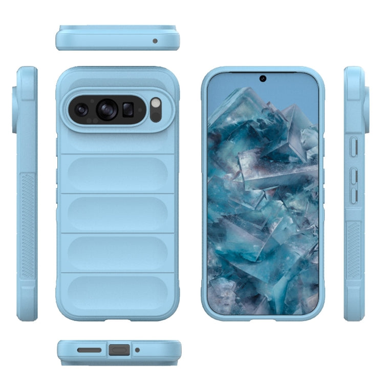 For Google Pixel 9 5G Global Magic Shield TPU + Flannel Phone Case(Light Blue) - Google Cases by buy2fix | Online Shopping UK | buy2fix