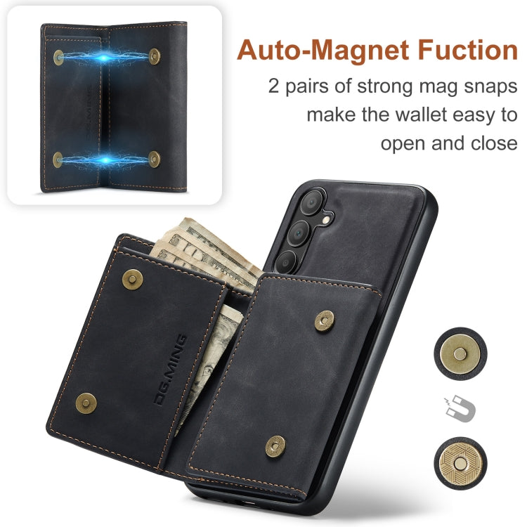 For Samsung Galaxy A15 5G / A15 4G DG.MING M1 Series 3-Fold Multi Card Wallet + Magnetic Phone Case(Black) - Galaxy Phone Cases by DG.MING | Online Shopping UK | buy2fix