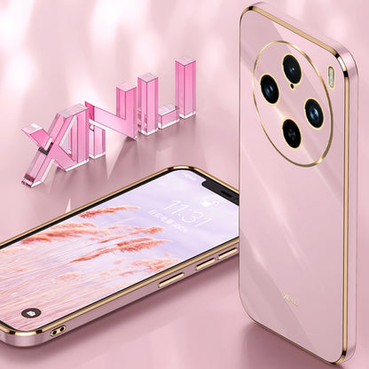 For vivo X100 Pro 5G XINLI Straight Edge 6D Electroplate TPU Phone Case with Ring Holder(Pink) - X100 Pro Cases by XINLI | Online Shopping UK | buy2fix