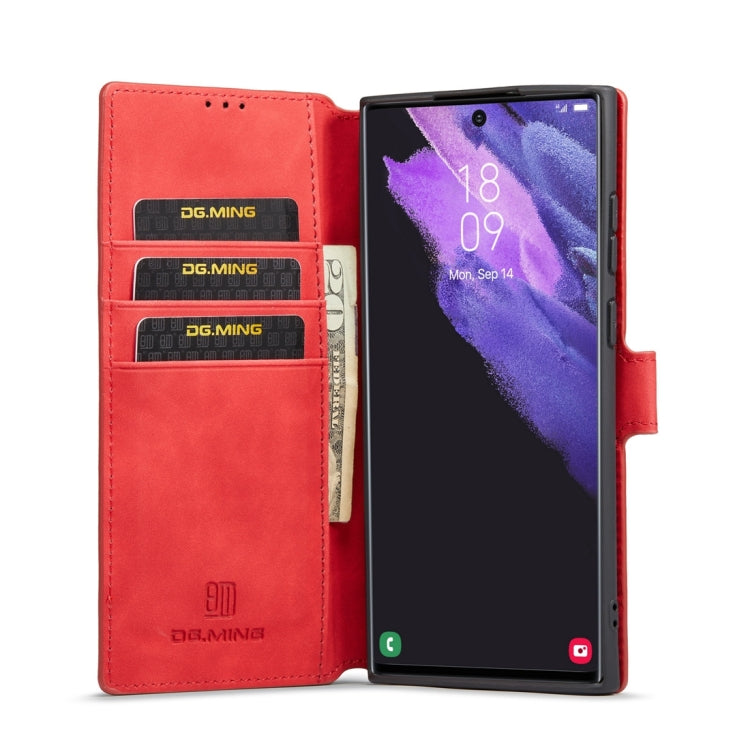 For Samsung Galaxy S23 Ultra 5G DG.MING Retro Oil Edge Flip Leather Phone Case(Red) - Galaxy S23 Ultra 5G Cases by DG.MING | Online Shopping UK | buy2fix