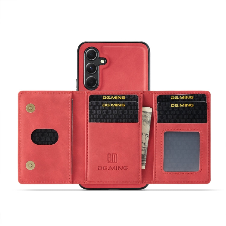 For Samsung Galaxy A54 5G DG.MING M2 Series 3-Fold Multi Card Bag + Magnetic Phone Case(Red) - Galaxy Phone Cases by DG.MING | Online Shopping UK | buy2fix