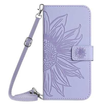 For Xiaomi Redmi 13C 4G Skin Feel Sun Flower Embossed Flip Leather Phone Case with Lanyard(Purple) - 13C Cases by buy2fix | Online Shopping UK | buy2fix