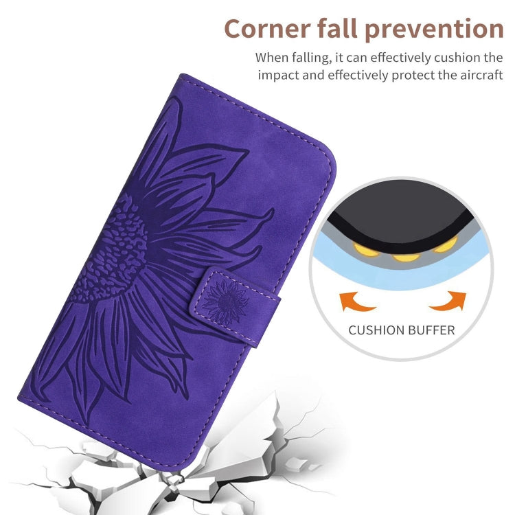 For Xiaomi Redmi 13C 5G Skin Feel Sun Flower Embossed Flip Leather Phone Case with Lanyard(Dark Purple) - 13C Cases by buy2fix | Online Shopping UK | buy2fix