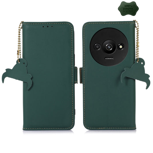 For Xiaomi Redmi A3 Genuine Leather Magnetic RFID Leather Phone Case(Green) - Xiaomi Cases by buy2fix | Online Shopping UK | buy2fix