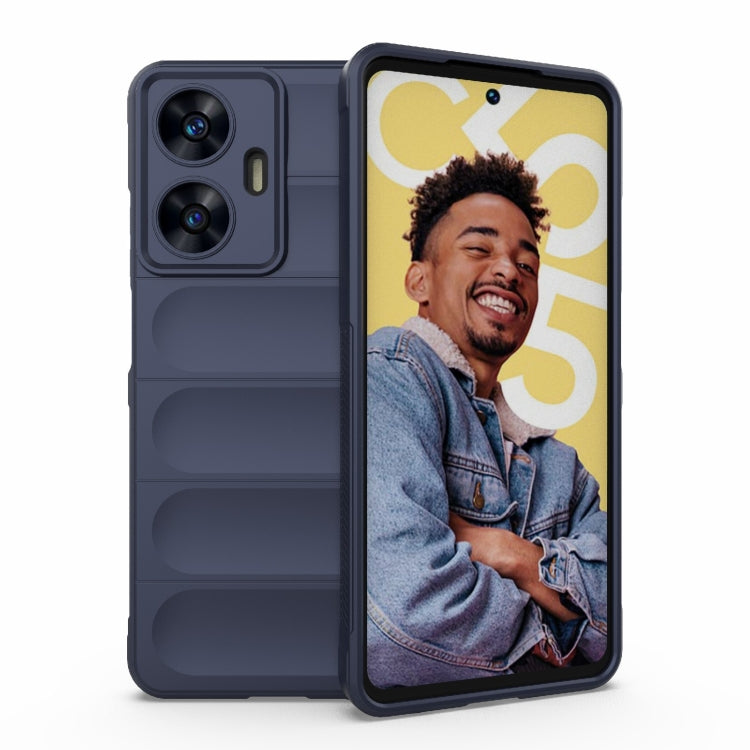 For Realme C55 4G Magic Shield TPU + Flannel Phone Case(Dark Blue) - Realme Cases by buy2fix | Online Shopping UK | buy2fix