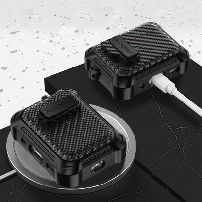 For AirPods 2 / 1 Alpha Carbon Fiber Wireless Bluetooth Earphone Protective Case(Black) - For AirPods 1/2 by buy2fix | Online Shopping UK | buy2fix