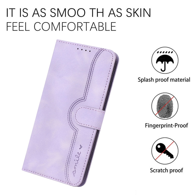 For Xiaomi Redmi K70 Heart Pattern Skin Feel Leather Phone Case(Purple) - K70 Cases by buy2fix | Online Shopping UK | buy2fix