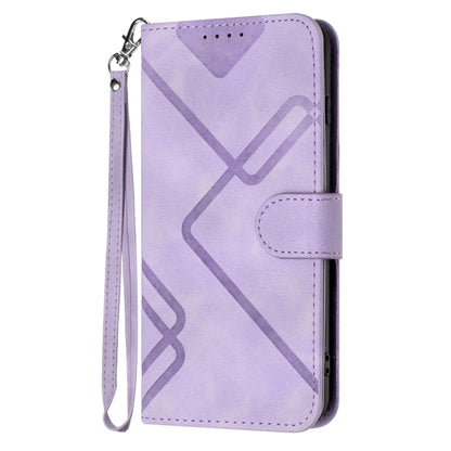 For iPhone 16 Line Pattern Skin Feel Leather Phone Case(Light Purple) - iPhone 16 Cases by buy2fix | Online Shopping UK | buy2fix