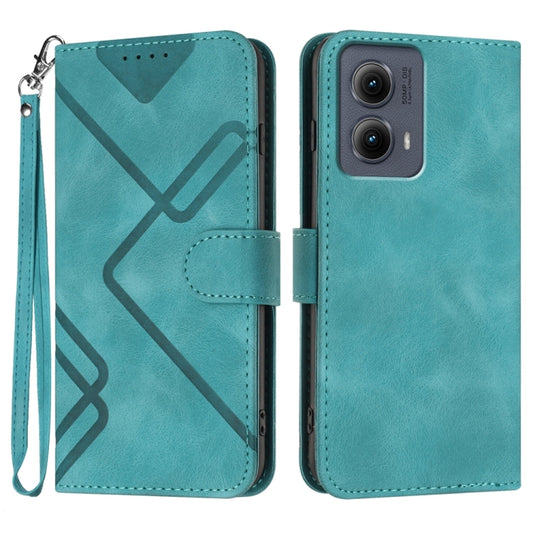 For Motorola Edge 5G 2024 Line Pattern Skin Feel Leather Phone Case(Light Blue) - Motorola Cases by buy2fix | Online Shopping UK | buy2fix