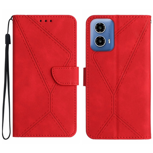 For Motorola Moto G34 5G Stitching Embossed Leather Phone Case(Red) - Motorola Cases by buy2fix | Online Shopping UK | buy2fix