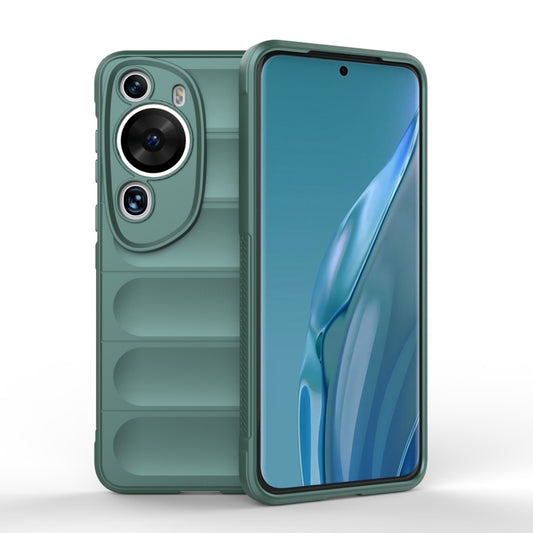 For Huawei P60 Art Magic Shield TPU + Flannel Phone Case(Dark Green) - Huawei Cases by buy2fix | Online Shopping UK | buy2fix