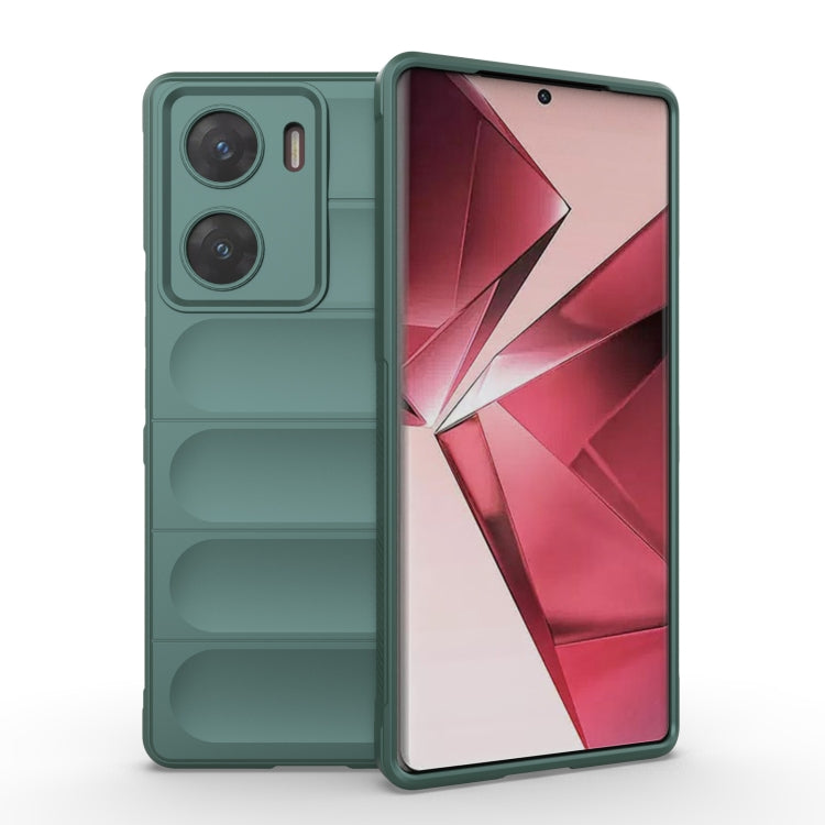 For vivo V29e 4G Global Magic Shield TPU + Flannel Phone Case(Dark Green) - vivo Cases by buy2fix | Online Shopping UK | buy2fix