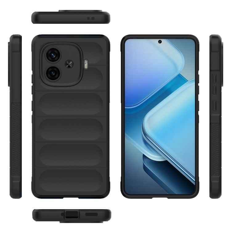 For vivo iQOO Z9 Turbo 5G Magic Shield TPU + Flannel Phone Case(Black) - vivo Cases by buy2fix | Online Shopping UK | buy2fix