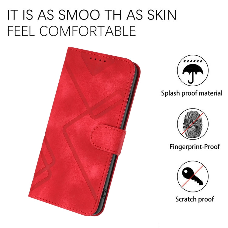 For Realme 7 / Narzo 20 Pro Line Pattern Skin Feel Leather Phone Case(Red) - Realme Cases by buy2fix | Online Shopping UK | buy2fix