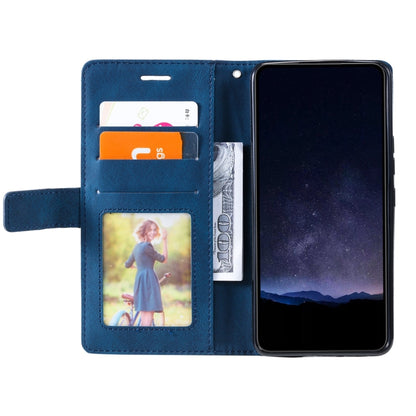 For Samsung Galaxy Xcover 7 Skin Feel Splicing Leather Phone Case(Blue) - Galaxy Phone Cases by buy2fix | Online Shopping UK | buy2fix