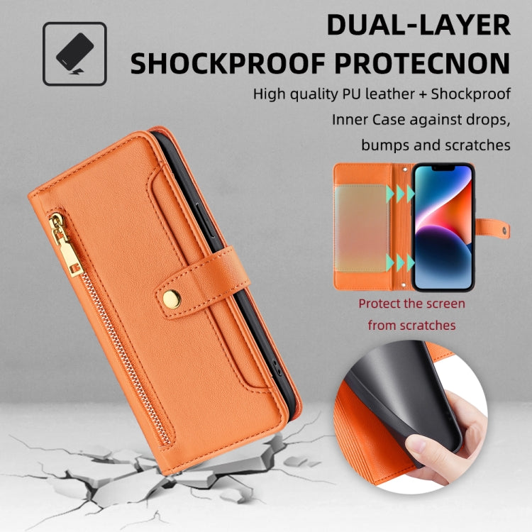 For Xiaomi Redmi Note 12 Pro Sheep Texture Cross-body Zipper Wallet Leather Phone Case(Orange) - Xiaomi Cases by buy2fix | Online Shopping UK | buy2fix