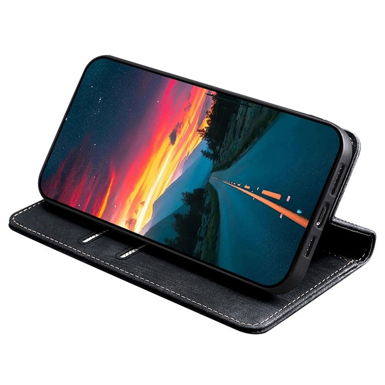 For Xiaomi Redmi Turbo 3 5G RFID Anti-theft Brush Magnetic Leather Phone Case(Black) - 13 Ultra Cases by buy2fix | Online Shopping UK | buy2fix