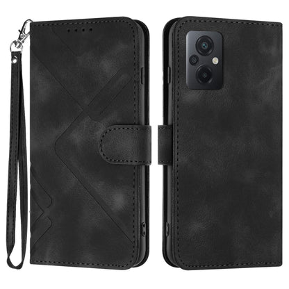 For Xiaomi Poco M5 Line Pattern Skin Feel Leather Phone Case(Black) - Xiaomi Cases by buy2fix | Online Shopping UK | buy2fix