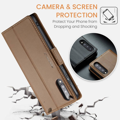 For Samsung Galaxy A70/A70s CaseMe 023 Butterfly Buckle Litchi Texture RFID Anti-theft Leather Phone Case(Brown) - Galaxy Phone Cases by CaseMe | Online Shopping UK | buy2fix