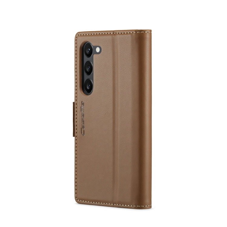 For Samsung Galaxy S24 CaseMe 023 Butterfly Buckle Litchi Texture RFID Anti-theft Leather Phone Case(Brown) - Galaxy S24 5G Cases by CaseMe | Online Shopping UK | buy2fix